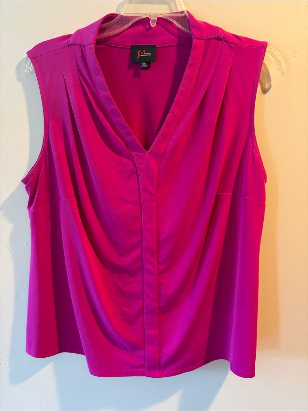 JM Collection Fuchsia Draped V-Neck Sleeveless Camisole